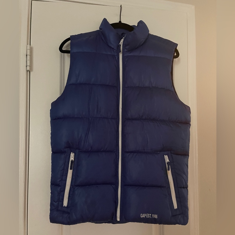 GAP Kids Navy Puffer Vest with White Accents Size XXL
